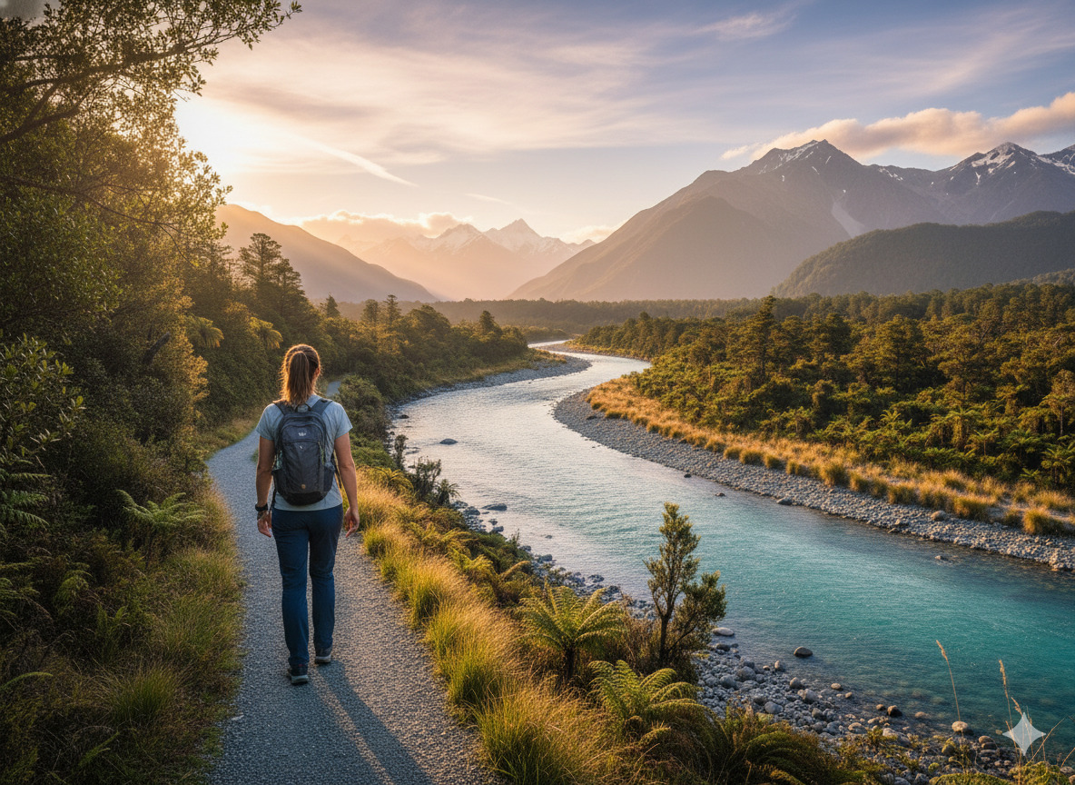 Person walking outdoors in New Zealand as part of everyday movement resources